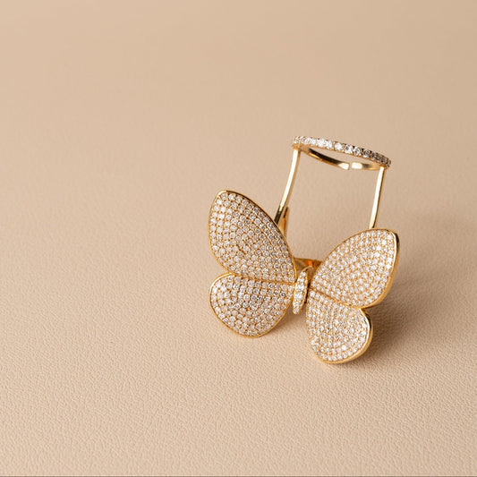 Yellow Gold Fluttering Butterfly Ring