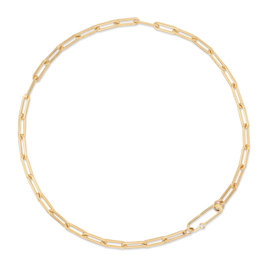 Gold Filled Chain Large Diamond Clasp Necklace