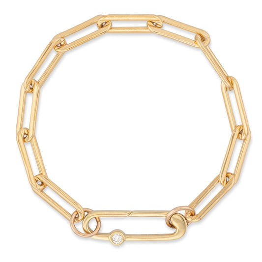 Gold Filled Paperclip Large Diamond Clasp Bracelet