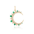 Load image into Gallery viewer, Yellow Gold Diamond and Emerald Medium Moon
