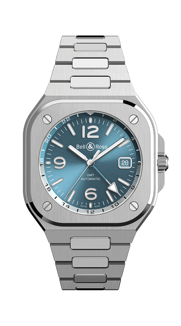BELL & ROSS BR05-GMT-STEEL-BRACELET-SKY BLUE-41MM – RACHEL LYNN