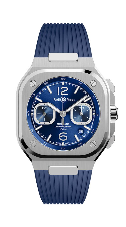 BELL & ROSS BR05-CHRONO-STEEL-RUBBER-BLUE-42MM