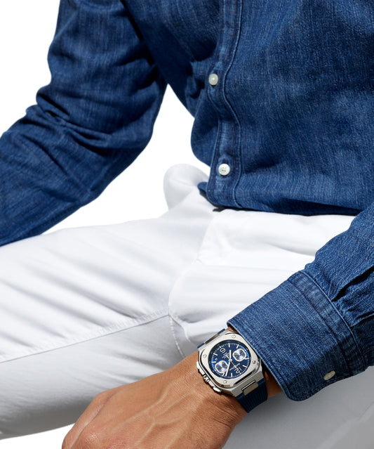 BELL & ROSS BR05-CHRONO-STEEL-RUBBER-BLUE-42MM