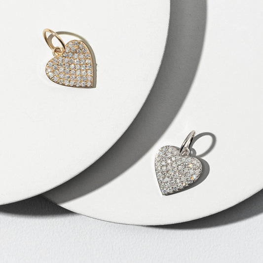 White Gold and Diamond Heart Charm