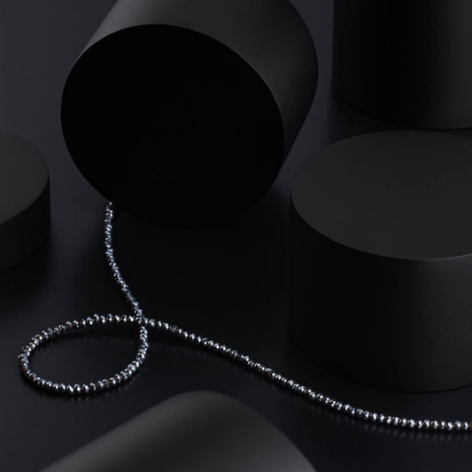 2mm Gray Metallic Quartz Beaded Necklace