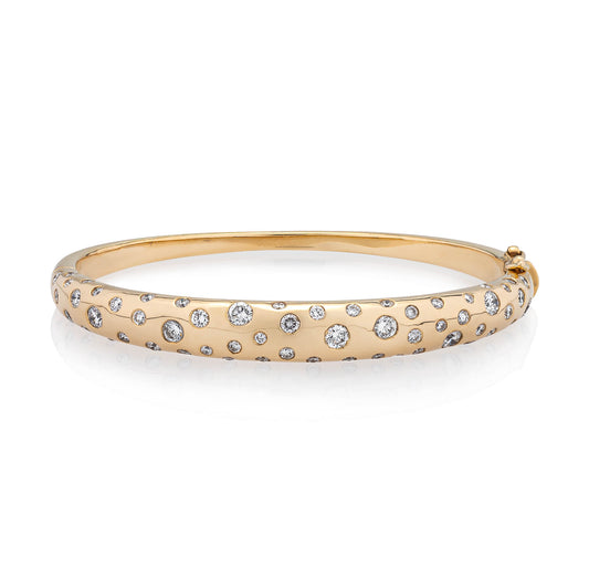 14 Karat Gold Diamond Speckle Hinge Bracelet