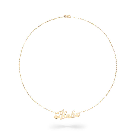 Custom Vintage Script Name Plate Necklace