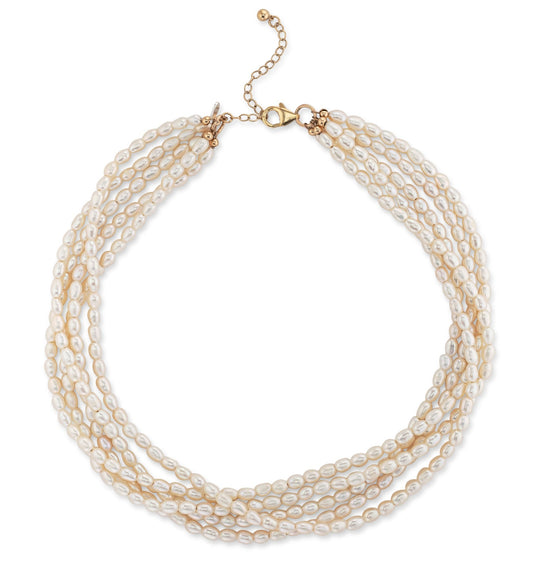 4mm Freshwater Pearl Five Strand Beaded Adjustable Necklace