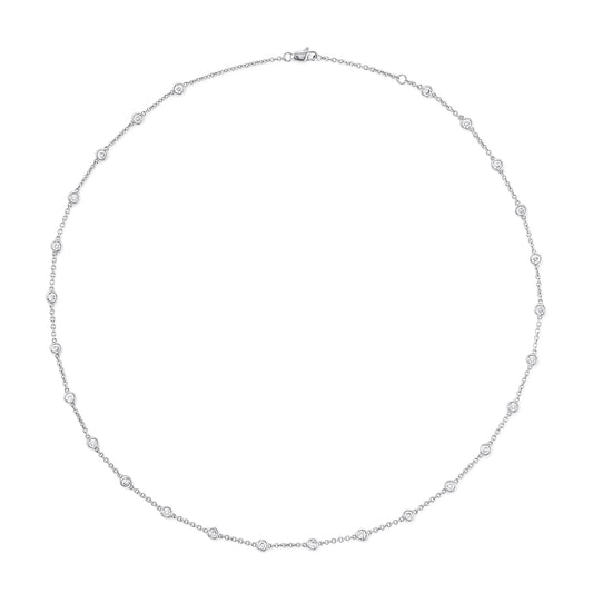 18 Karat White Gold Diamond By The Yard .45cts Necklace