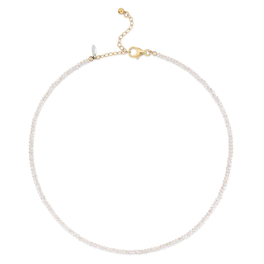 2mm Itsy Sheer White Moonstone Beaded Necklace