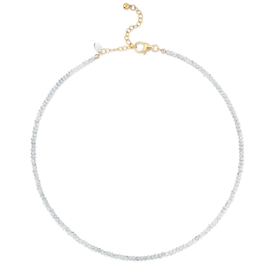 2mm Itsy Baby Blue Quartz Beaded Necklace