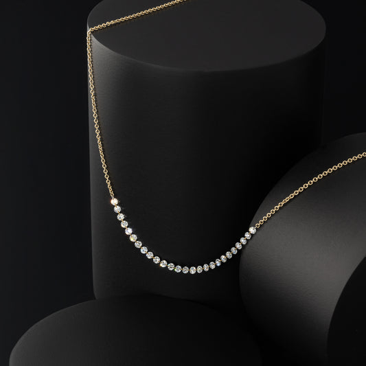 14 Karat Yellow Gold Aspen Air 2.50" Diamond Necklace