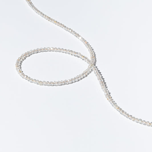 2mm Itsy Sheer White Moonstone Beaded Necklace