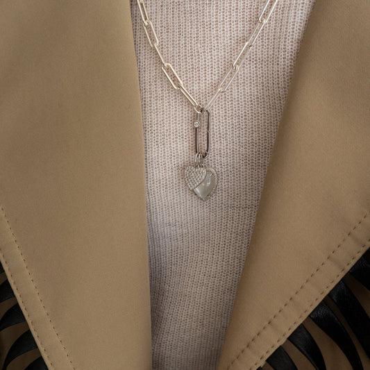 White Gold and Diamond Heart Charm