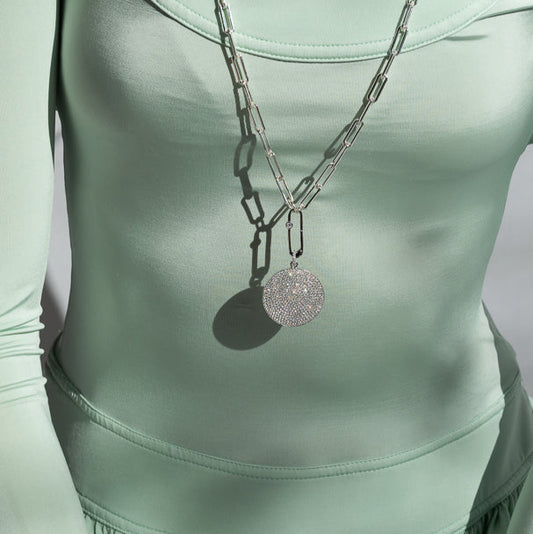 White Gold Jumbo Diamond Disk Pendant