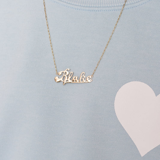 Custom Vintage Script Name Plate Necklace