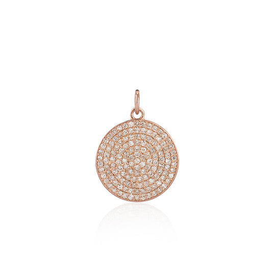 Medium Rose Gold and Diamond Disk Pendant