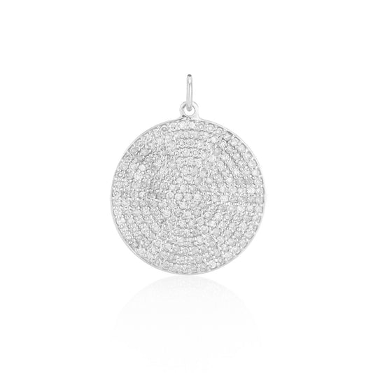 Extra Large White Gold and Diamond Disk Pendant