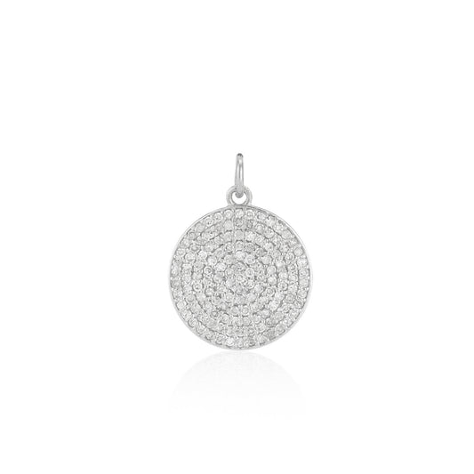 Medium White Gold and Diamond Disk Pendant