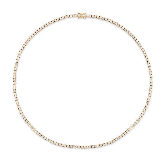 All The Way Yellow Gold 4.95cts Diamond 15.75" Tennis Choker Necklace