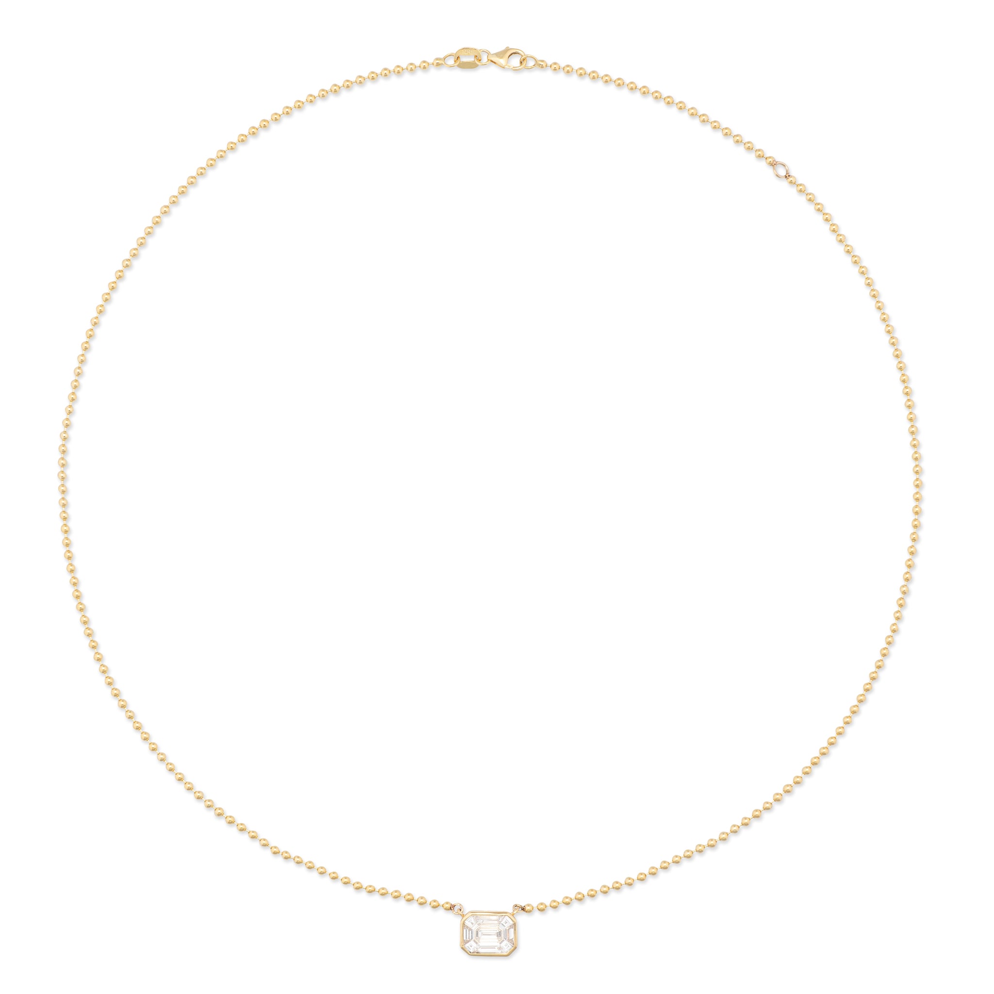 14 Karat Gold Mosaic Diamond Ball Chain Necklace