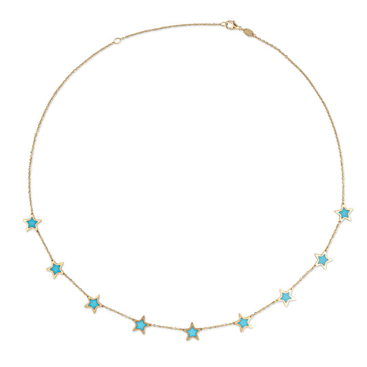 14 Karat Turquoise Gemstone Star Necklace