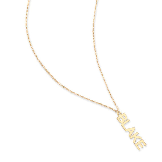Custom Block Name Plate Necklace