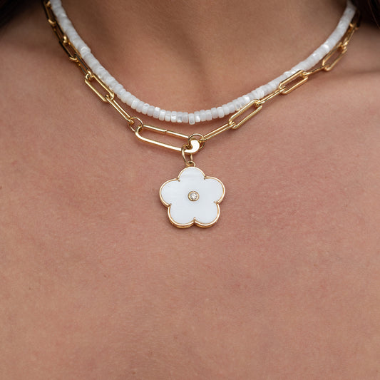 4mm Mother of Pearl Beaded Necklace