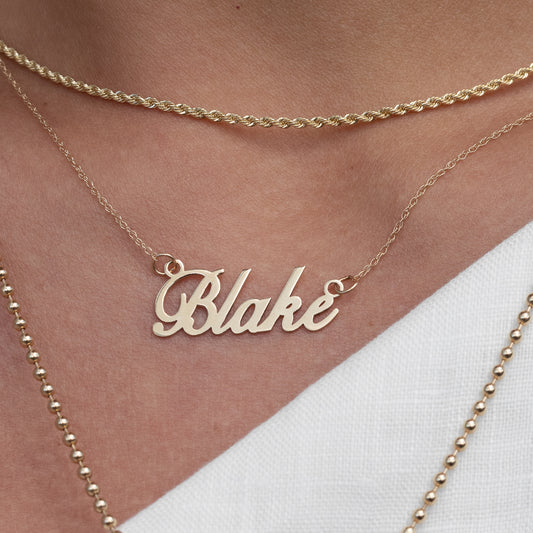 Classic Custom Script Name Plate Necklace
