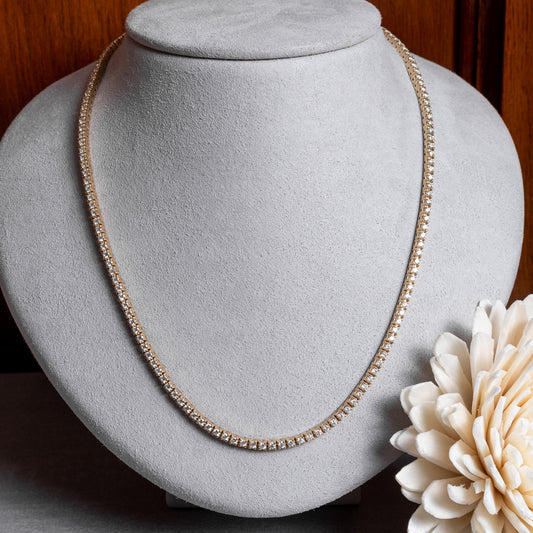 All The Way Yellow Gold 4.95cts Diamond 15.75" Tennis Choker Necklace