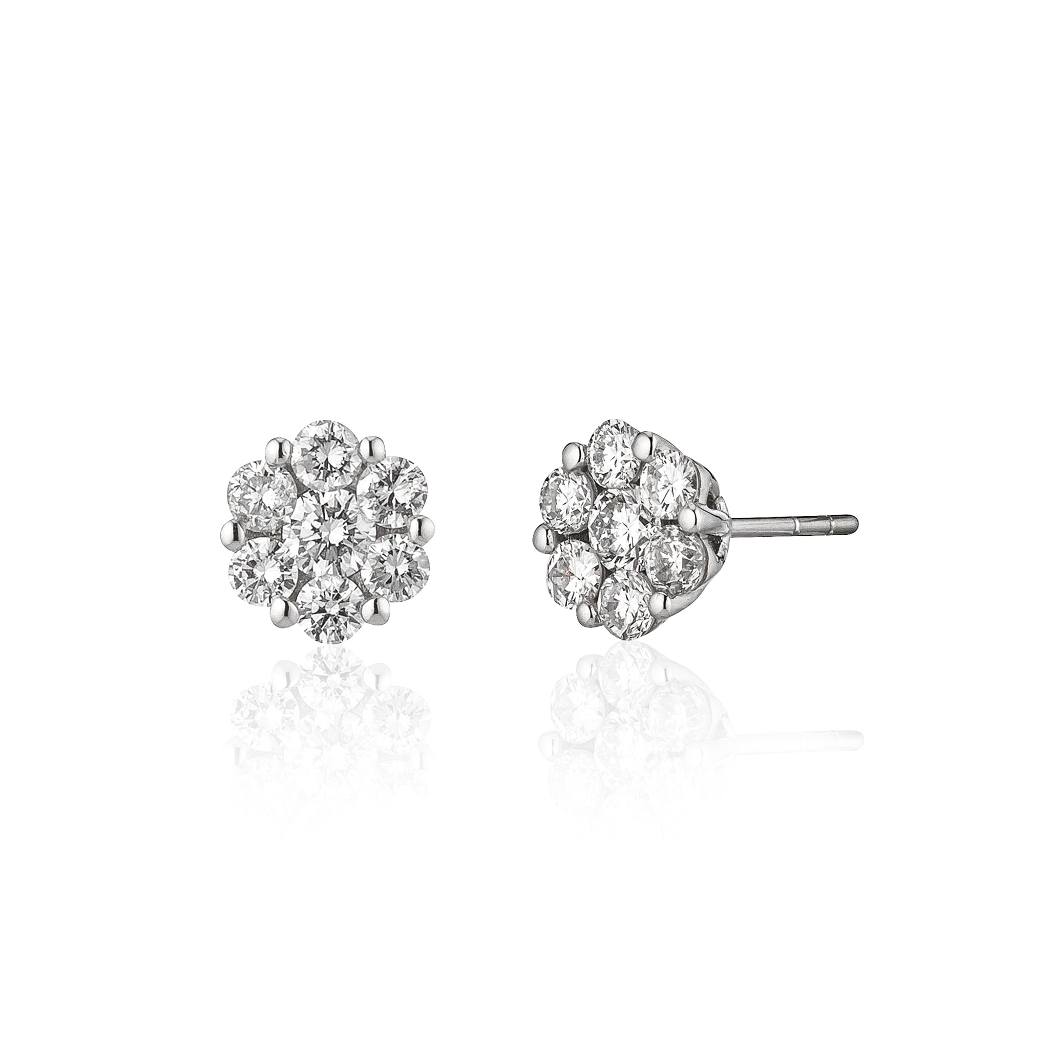 18 Karat White Gold Floral Stud Earrings 1.00cts