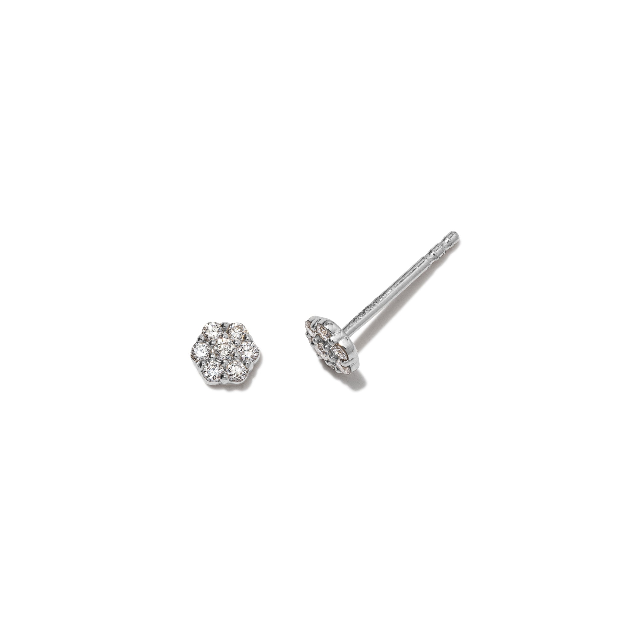 14 Karat White Gold Diamond Mini Pave Stud Earrings
