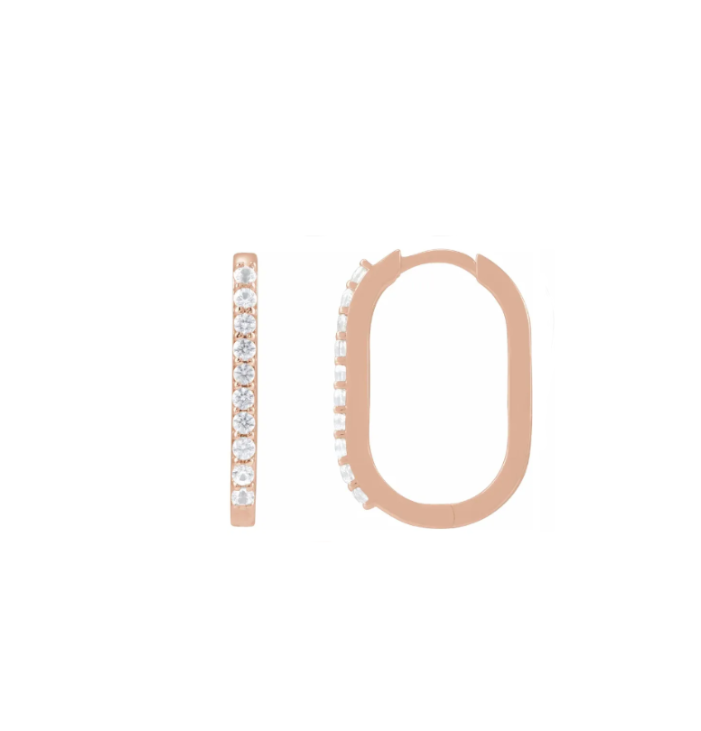 Rectangle 20mm White Sapphire Hoops