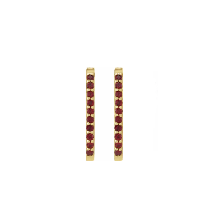 Rectangle 20mm Garnet Hoops