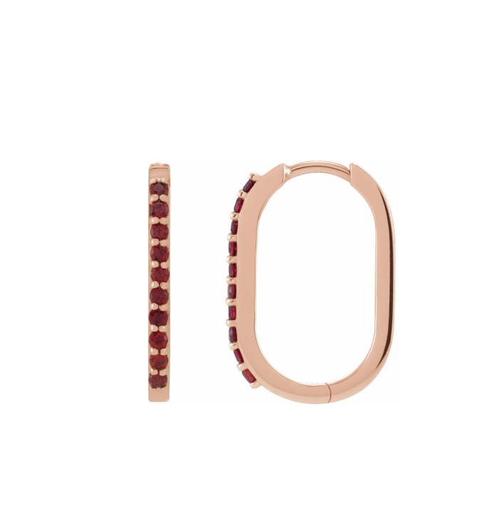 Rectangle 20mm Garnet Hoops