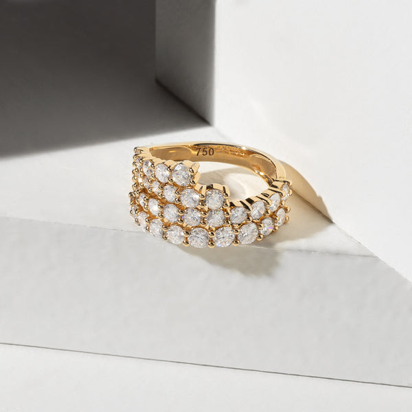 18 Karat Yellow Gold Diamond Cascading Ring