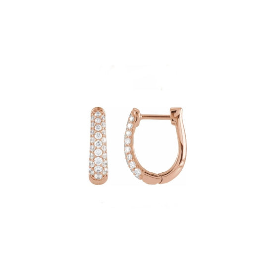 Three Row Pave Diamond 10mm Hoops