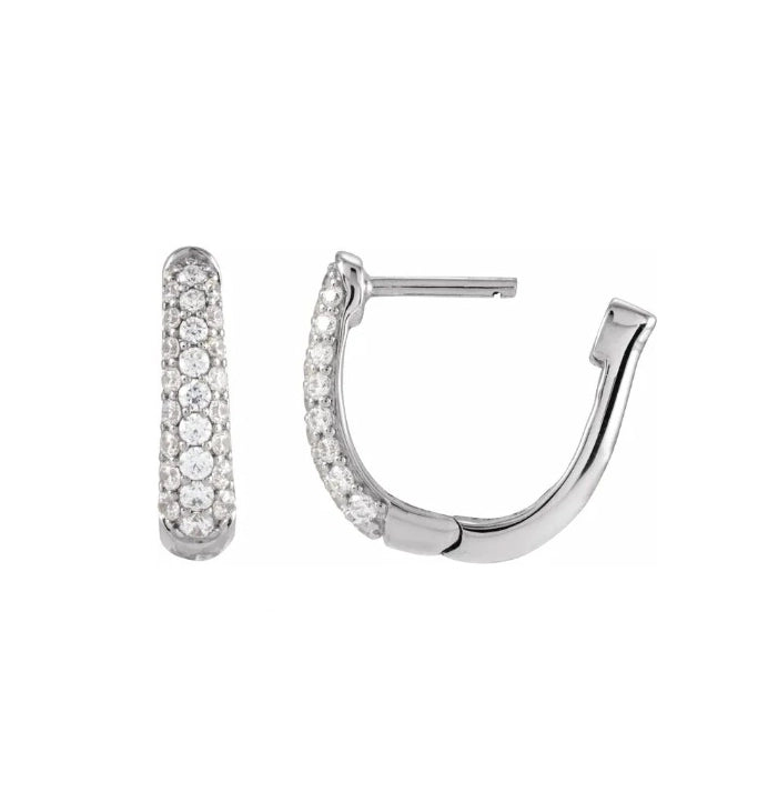 Three Row Pave Diamond 10mm Hoops