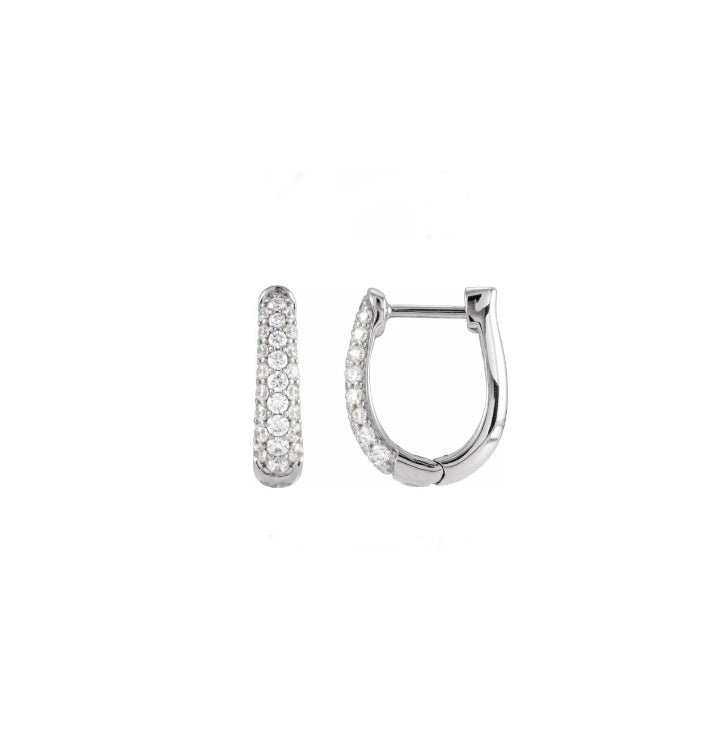 Three Row Pave Diamond 10mm Hoops