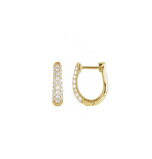 Three Row Pave Diamond 10mm Hoops