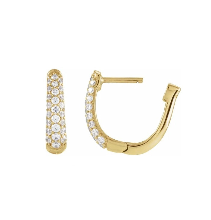 Three Row Pave Diamond 10mm Hoops