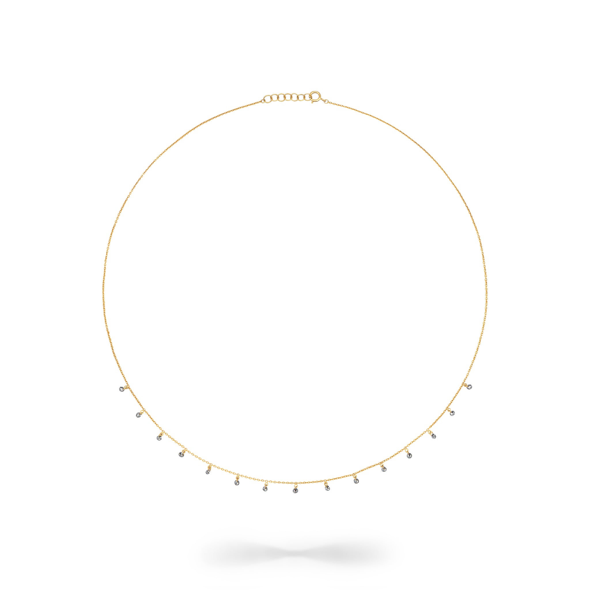 14 Karat Yellow Gold Aspen Mini Droplet Diamond Necklace