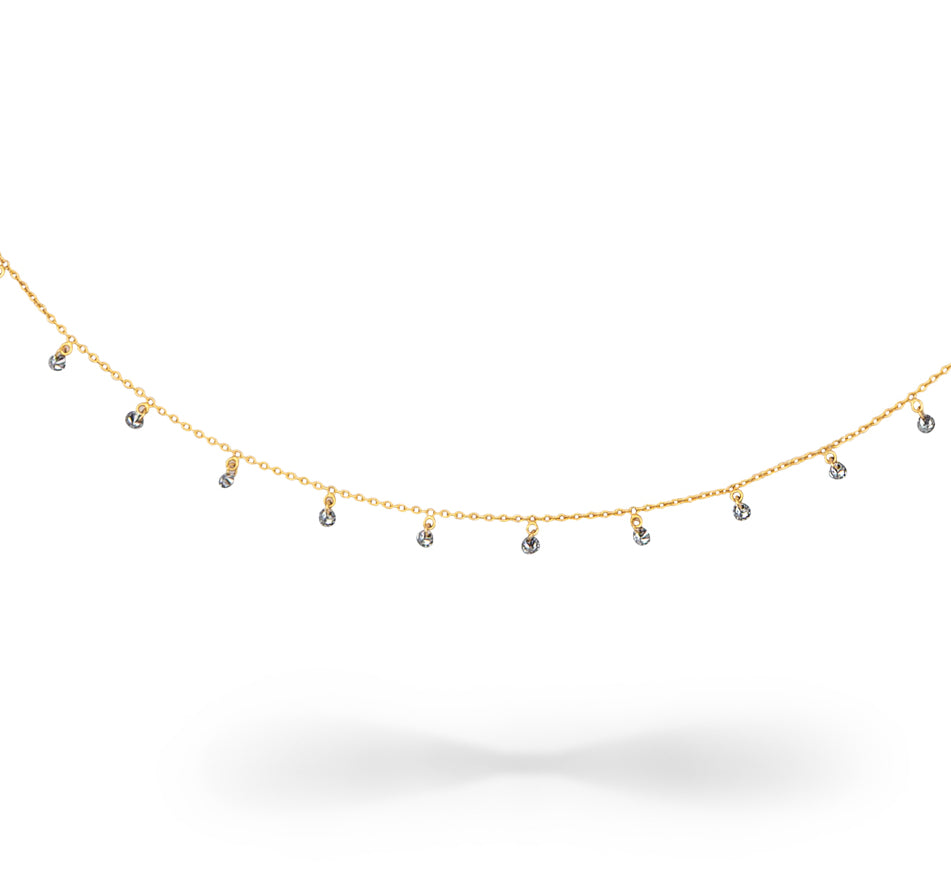 14 Karat Yellow Gold Aspen Mini Droplet Diamond Necklace
