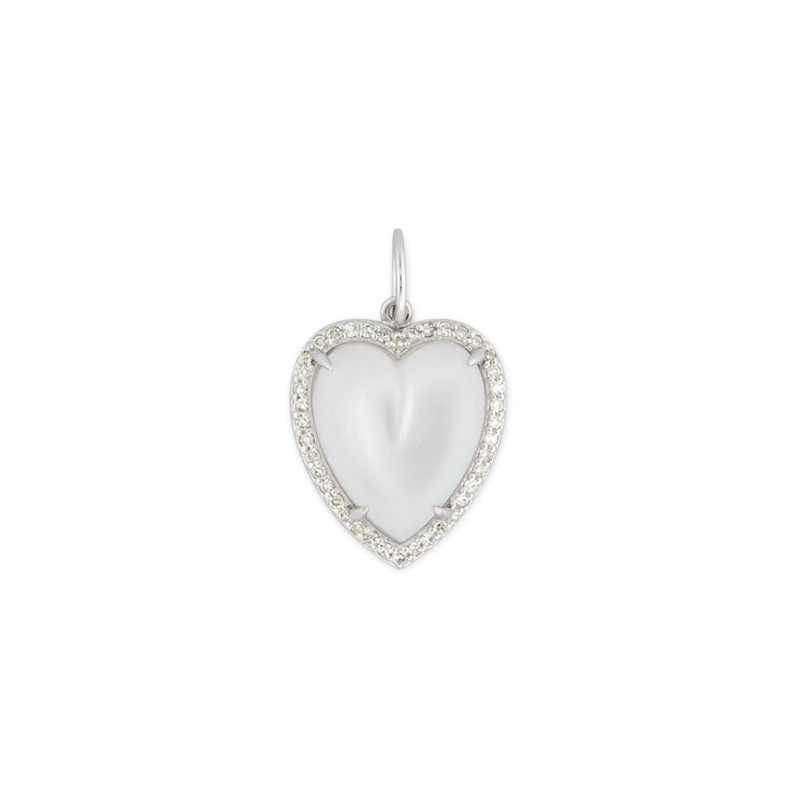 White Gold Diamond and Mother of Pearl Chubby Heart Charm