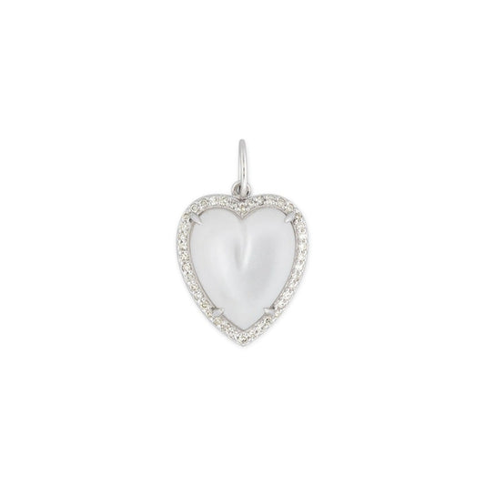 White Gold Diamond and Mother of Pearl Chubby Heart Charm