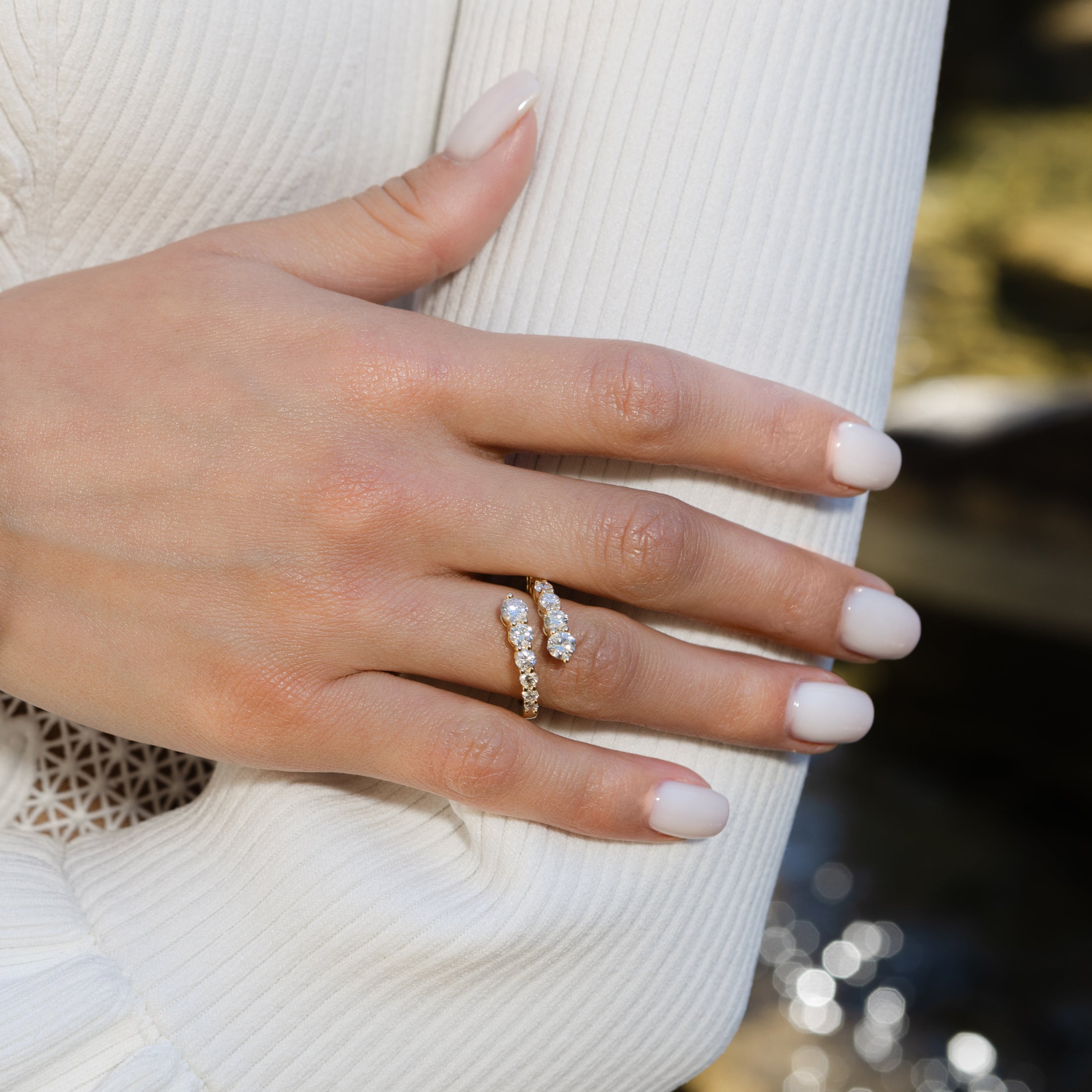 14 Karat Yellow Gold and Diamond Bypass Ring