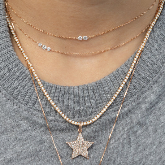 14 Karat Rose Gold Aspen Air Three Diamond Necklace