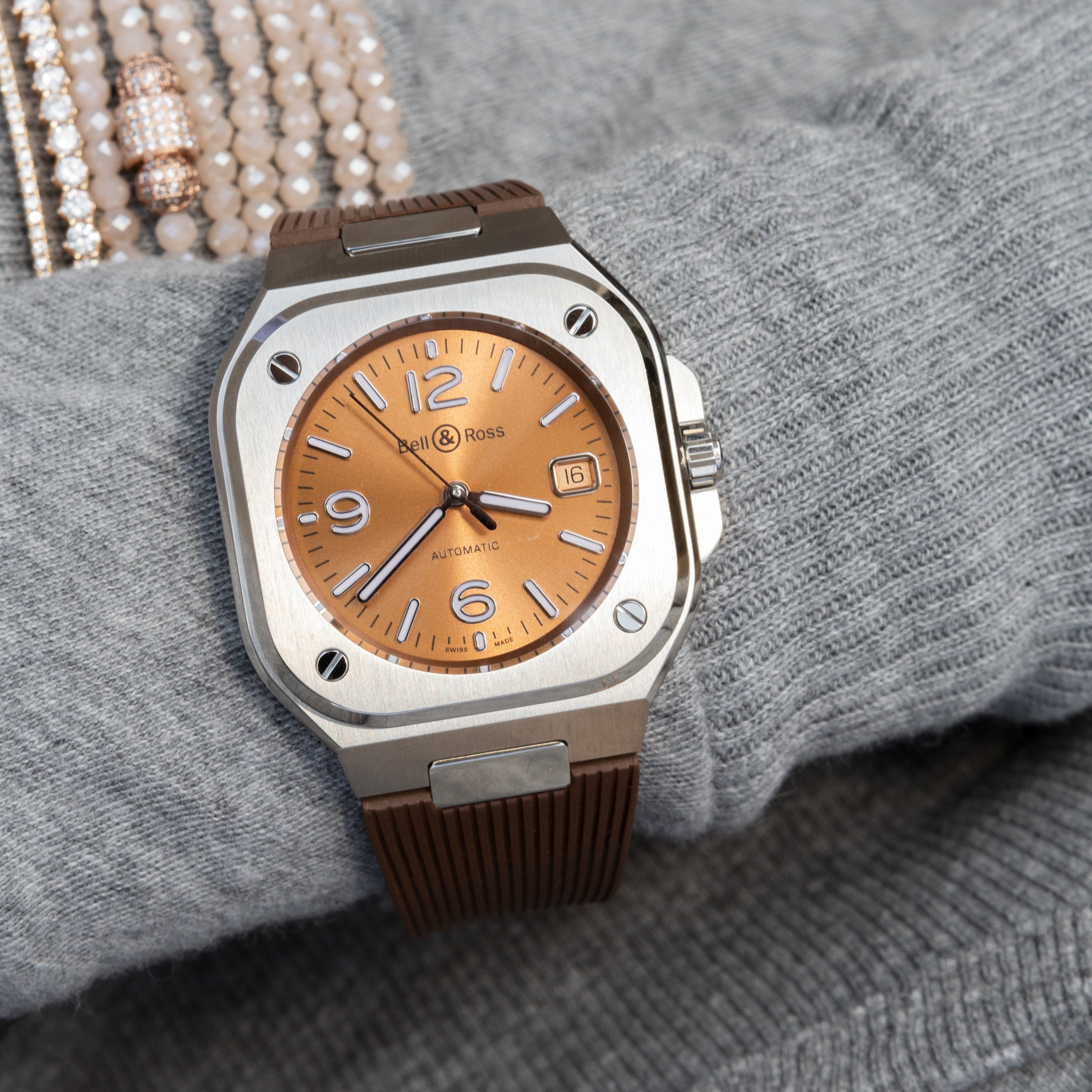 BELL & ROSS BR05-AUTO-STEEL-RUBBER-COPPER BROWN-40MM