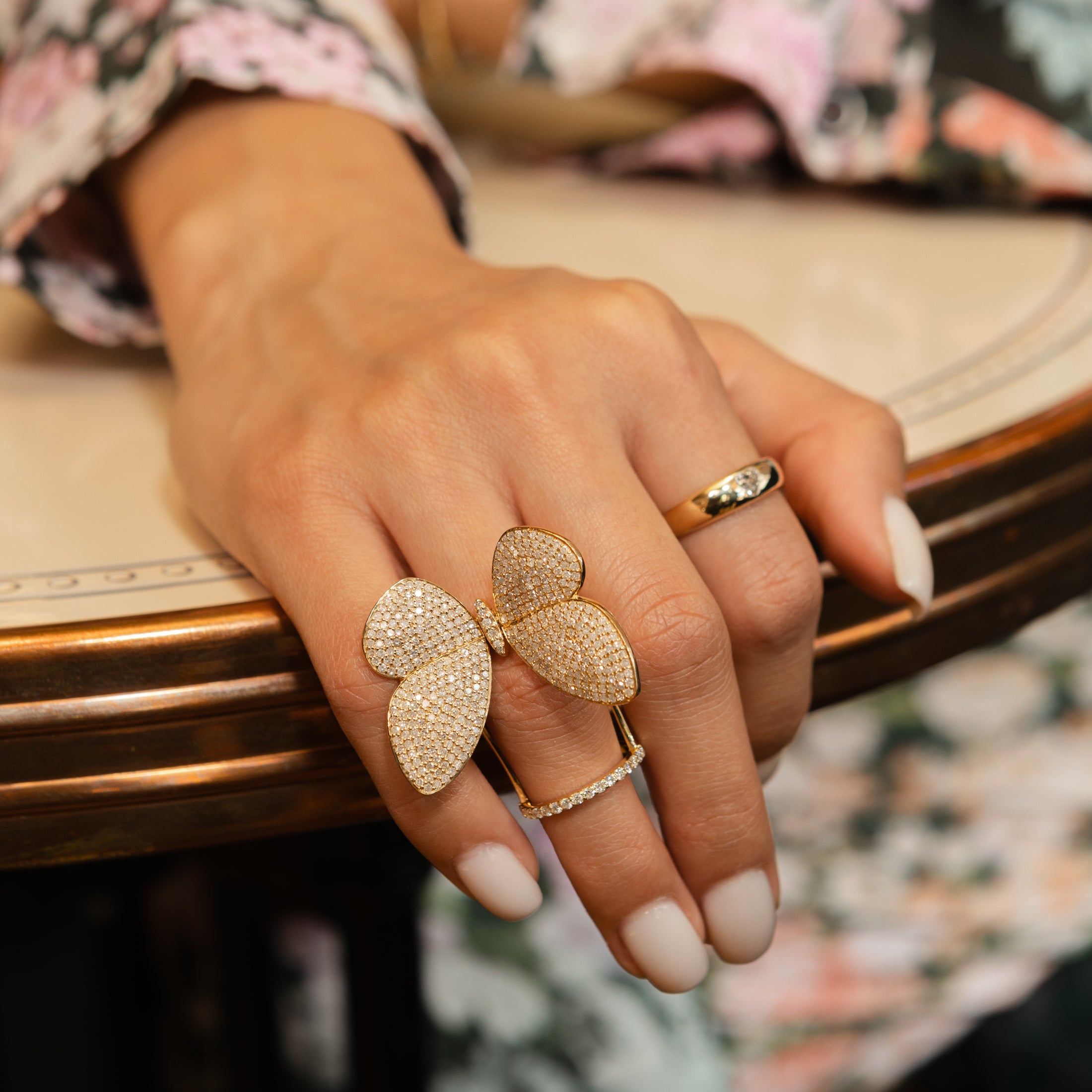 Yellow Gold Fluttering Butterfly Ring