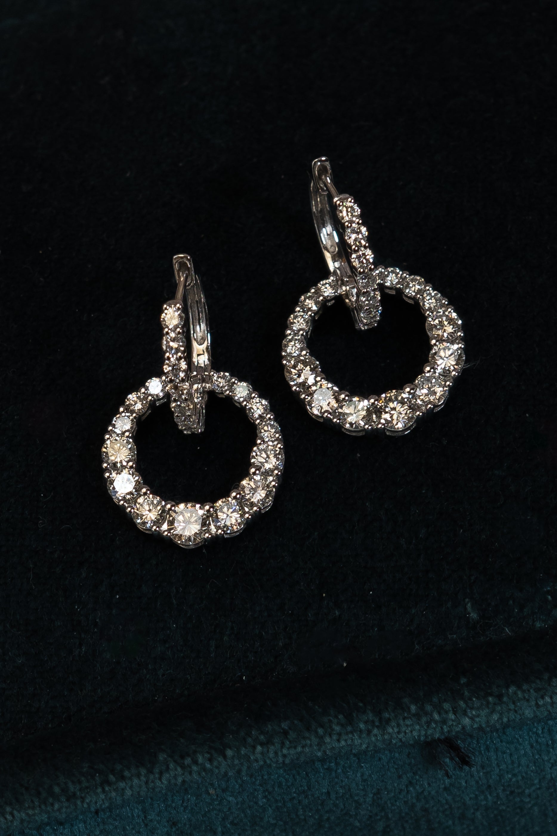 18 Karat Diamond Disk Drop Earrings